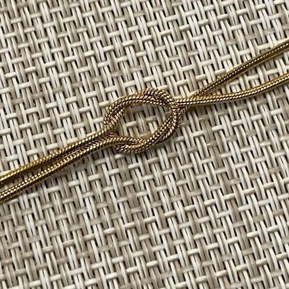 Neiman Marcus 14K Gold Plated Love Knot Dainty Snake Chain Infinity Bracelet - Picture 3 of 6